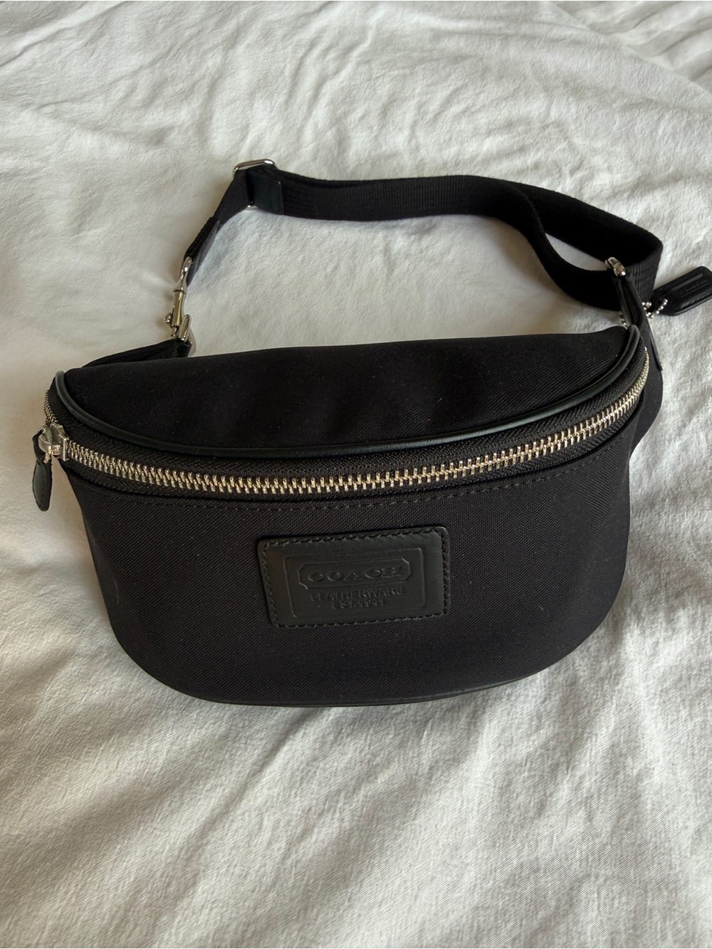 COACH Rivington Belt Bag in Black Canvas & Leather
